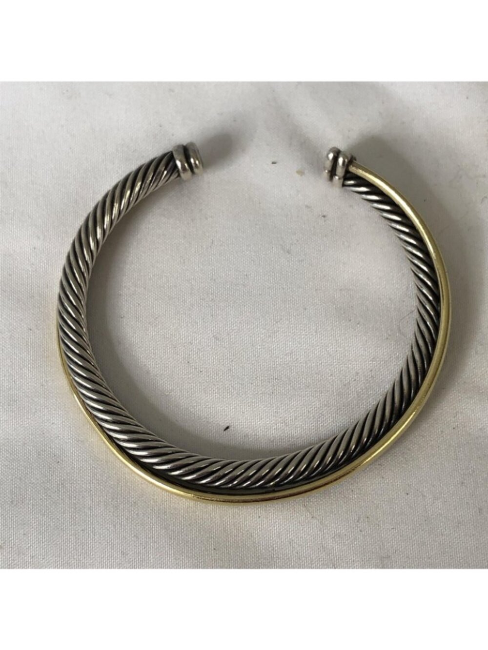 David Yurman Sterling Silver 925 Cuff Bracelet Two Tone Cable Jewelry Modern - Picture 3 of 16